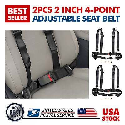 #ad Black 2X2quot; 4 Point Adjustable Racing Seat Belts Harness Safety Shoulder Straps $49.99