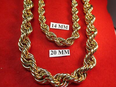 #ad 24quot; 30quot; BLING 16MM amp; 20MM 14KT GOLD PLATED RUN DMC BLING ROPE CHAIN NECKLACE $49.28