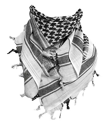 #ad Cotton Palestinian Shemagh Freedom Scarf Keffiyeh Head Wrap Black And White $12.25