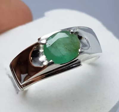 #ad Natural Emerald Ring Dark Green Emerald Ring Mens Emerald Ring Emerald band ring $180.00