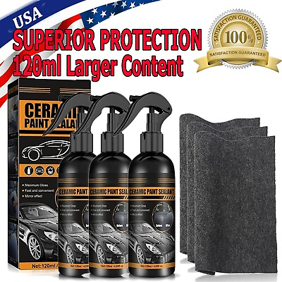 #ad 120ML 3 in 1 High Protection Quick Car Coat Ceramic Coating Spray Hydrophobic US $13.95