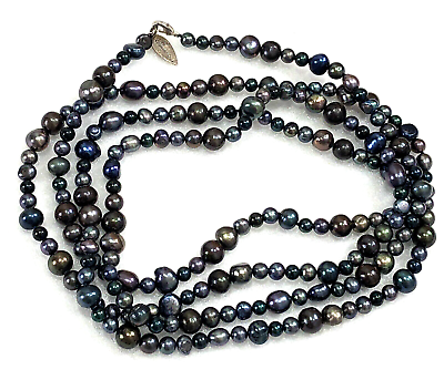 #ad Coldwater Creek Necklace Freshwater Pearl Tahitian Peacock 60 inches $29.99