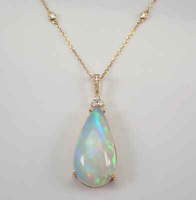 #ad 3Ct Pear Cut Natural Fire Opal Pendant Teardrop 14K Yellow Gold Silver Plated $194.39