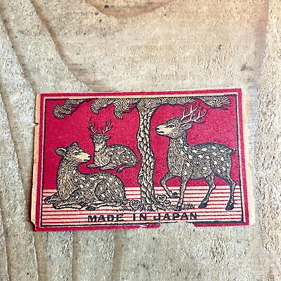 #ad Antique Old matchbox label made in Japan Deer matchbook for export art work a9 $2.99