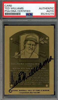 #ad Ted Williams PSA DNA Signed Rare Metallic Gold Hall of Fame Plaque Autograph $345.00