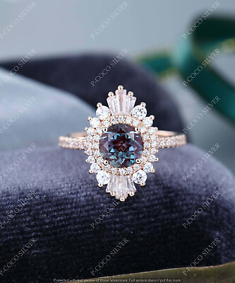 #ad Trending Simulated Alexandrite Diamond 3Ct Round 925 Sterling gold Plated Ring $93.49
