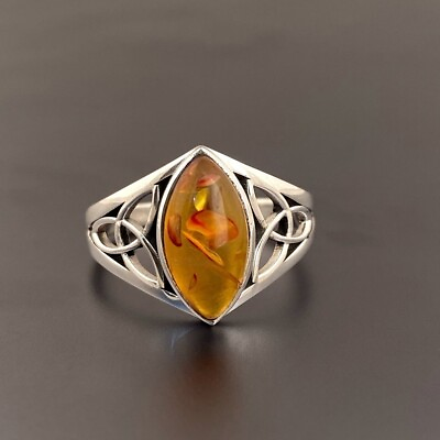 #ad Baltic Amber Gemstone Women Handmade 925 Sterling Silver Ring Unique Style $15.99