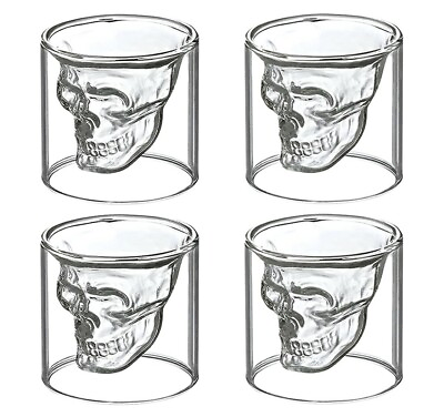 #ad Set Of 4 Skull Glass set 150ML NIB $36.99