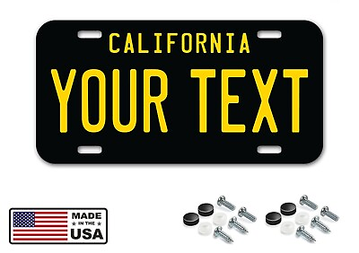 #ad Custom Classic California State Black Yellow FLAT Aluminum Novelty License Plate $11.95