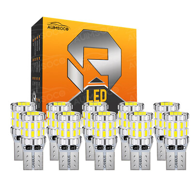 #ad AUIMSOCO T10 LED License Plate Light Bulbs Super Bright White 168 2825 194 10Pcs $39.99