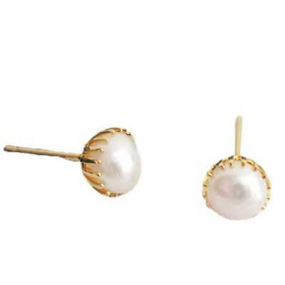#ad Fashion Natural Freshwater cultured pearl Earrings 18K Stud Women Crystal Silver $13.90