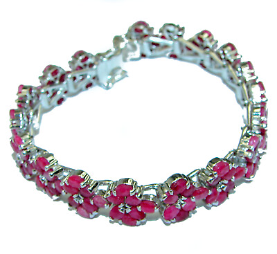 #ad Luxury Authentic Kashmir Ruby .925 Sterling Silver handmade Bracelet $291.20