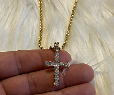 Cross Church Pendant Chain Set Gold Color Rope Necklace 20quot; Blessing Jewelry $4.55