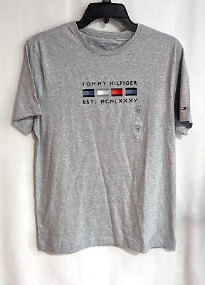 #ad Tommy Hilfiger Men#x27;s Grey Embroidered Logo T Shirt 78J6224 030 Size M NWT $19.99