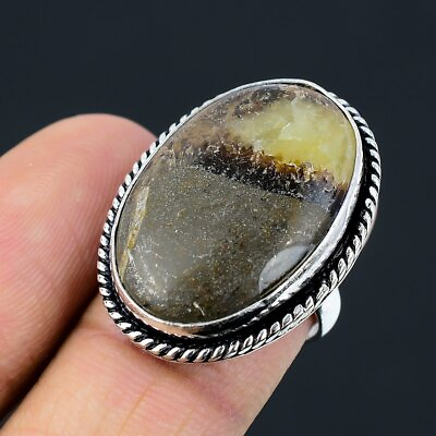 #ad Septarian Stone Gemstone Handmade 925 Sterling Silver Jewelry Ring Size 7 $11.82