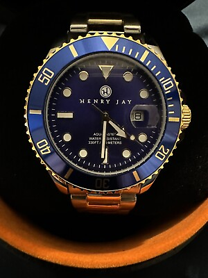 #ad Henry Jay Aquamaster Quartz Divers Watch Stainless Steel New Battery $100.00
