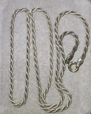 #ad MILOR Vintage 925 Sterling Silver Rope Chain Necklace 20quot; ITALY 11g $22.95