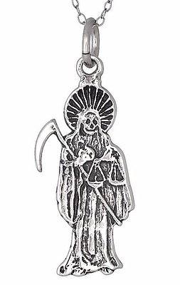 #ad Sterling Silver .925 Santa Muerte Lady of the Holy Death Oxidized Made in USA $9.99