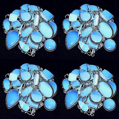 #ad Opalite Gemstone Wholesale Lot Pendant 925 Sterling Silver Plated Pendant $87.74