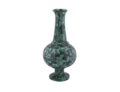#ad 15#x27;#x27; Marble beautiful vase flower fancy pot green malachite Inlay Pietra Dura $1599.00