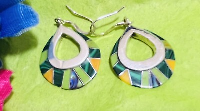 #ad Sterling 2 Sided Spiny Oyster And Gaspeite Earrings #594 $42.00