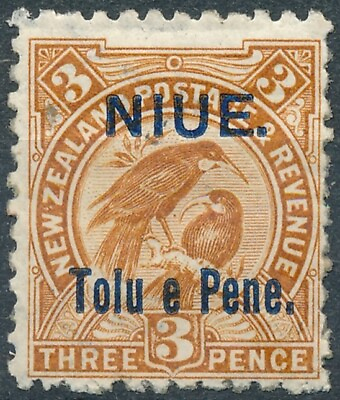 #ad 3d of NZ optd Tolu e Pene Niue 1903 Unused Hinged SG 13 GBP 2.75