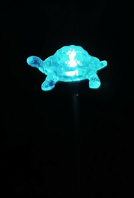 #ad 1 Set Turtle Clear Acrylic Solar Garden Yard Patio Stick Stake Light $13.99