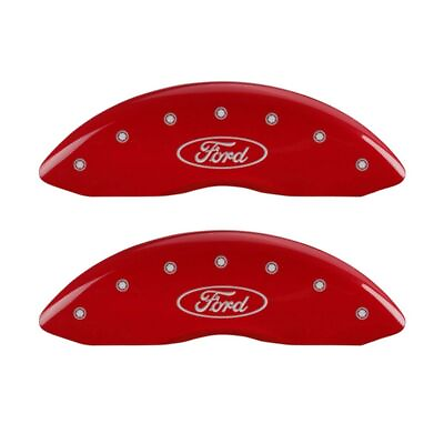 #ad MGP 4 Caliper Covers Engraved Front amp; Rear Fit Oval logo Ford Red finish silver $299.27