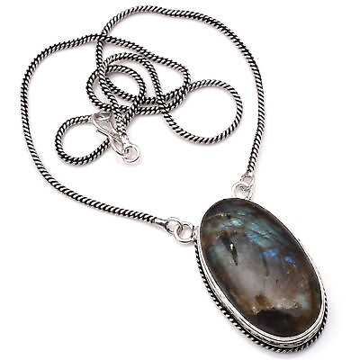 #ad Labradorite Gemstone 925 Sterling Silver Handmade Jewelry Necklace 18quot; $13.18