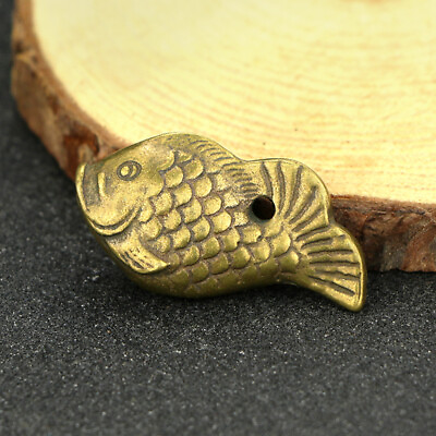 #ad Solid Brass Fish Pendant Figurine Small Statue Home Ornament Collectibles $8.99