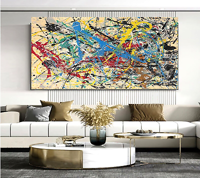 #ad Sale Abstract Blue Red Yellow HANDMADE 60quot;H X 48W Painting Winford 2495 Now 995 $995.00