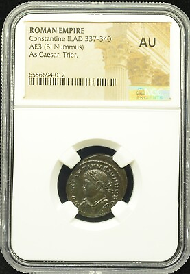 #ad Roman Empire Constantine II AD 337 340 AE 3 Bi Nummus AU #I494 $129.00