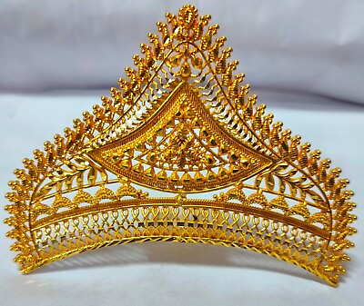 #ad Indian 22k Gold Plated Small Crown 6.5cm Lenth Fashion Jewellery Set aeb $16.50