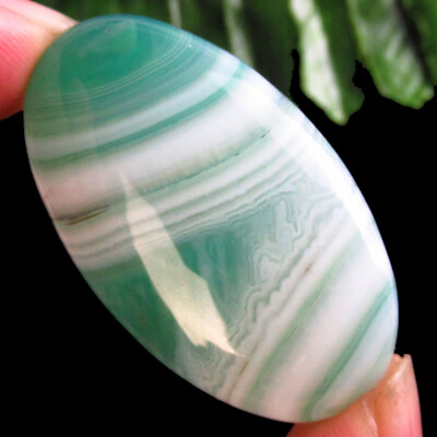 #ad D19166 Green White Onyx Agate Oval Cab Cabochon 42x24x7mm $10.78