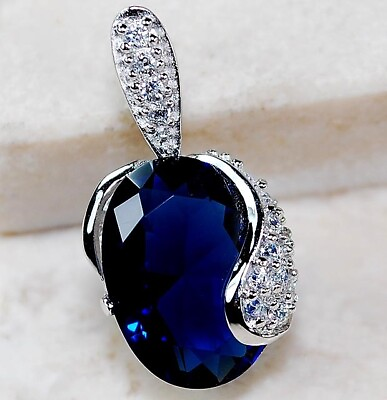 #ad 3CT Blue Sapphire amp; Topaz 925 Genuine Sterling Silver Pendant Jewelry YB3 2 $29.99