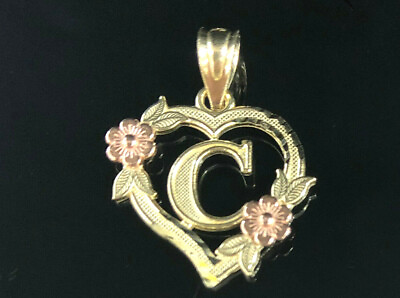 #ad Brand New 10K Solid Gold Heart Initial Letter A to Z Heart Charm Pendant $55.99