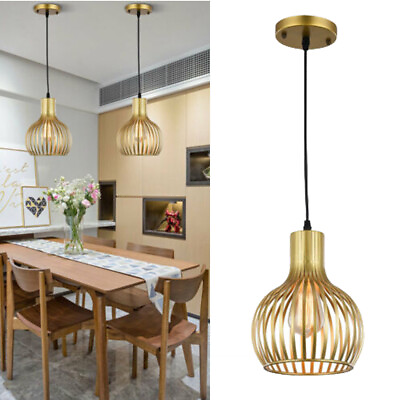 #ad Modern Gold Pendant Light Fixture Hanging Ceiling Kitchen Island Metal Cage Lamp $21.90