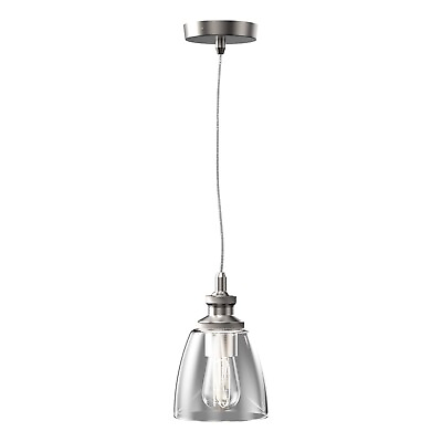 #ad E26 Base Glass Pendant Light Modern Brushed Nickel Finish Ceiling Hanging Lamp $56.49