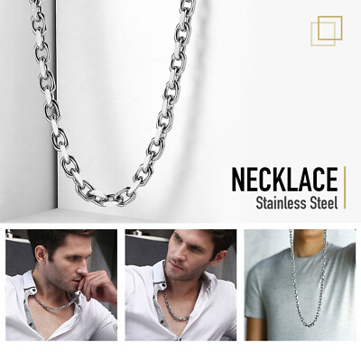 #ad 9mm Heavy CABLE Rolo Link Stainless Steel Necklace Toggle for Mens Chain 18 26quot; $12.99