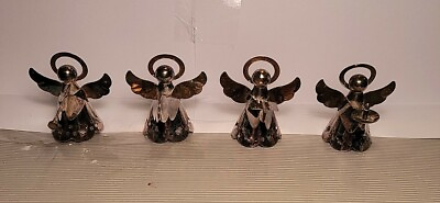 #ad VINTAGE SILVER PLATED ANGEL SET OF 4 $6.49