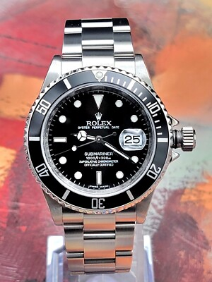 #ad #x27;08 Rolex Submariner 16610 Oyster Black Dial 40mm Engraved Rehaut CLEAN Complete $9500.00