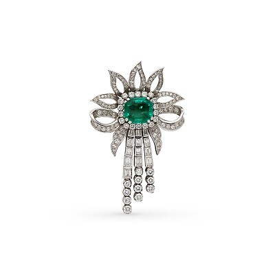 #ad Syn Emerald Lapel Pin Brooch 925 Sterling Silver Flower Handcrafted Jewelry New $475.07