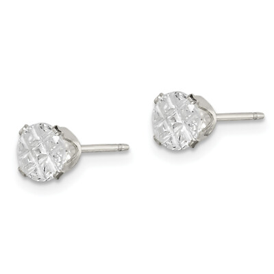 #ad 925 Sterling Silver 5mm Round Snap Set Cubic Zirconia CZ Stud Earrings $67.00