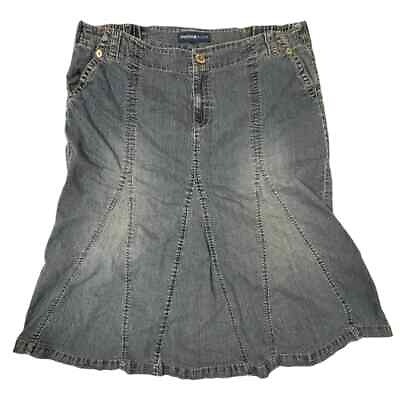 #ad Denim Long Maxi Skirt Medium Wash Pockets Plus Retro Vintage 90s Avenue Jeans $44.00