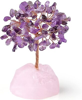 #ad Figurine Tree Crystal amp; Metal Purple Modern Medium Decorative Free Stand Novelty $40.00