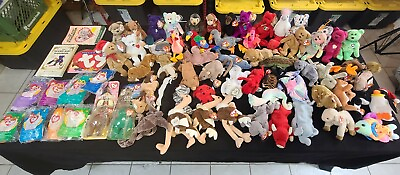 #ad Vintage Beanie Babies Collection lot of 68 Great Condition amp; 3 collector books $199.00