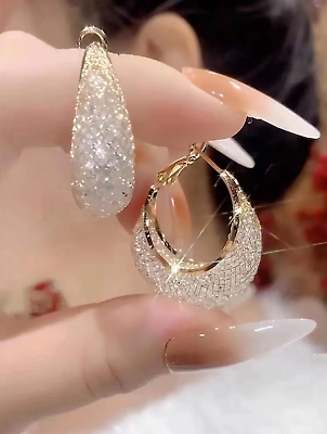 #ad Women#x27;s Earrings Dangle Drop Crystal Cubic Zircon Fashion Jewelry Party Wedding $7.11