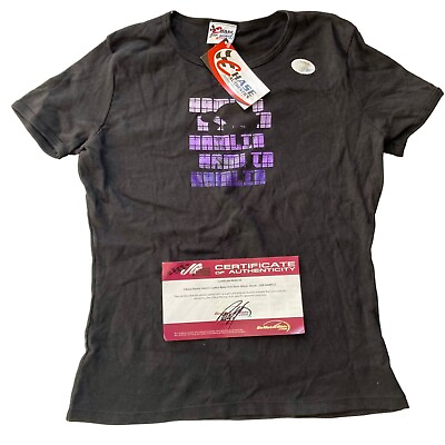 #ad Denny Hamlin Women#x27;s Baby Doll T Shirt JOE GIBBS RACING SAMPLE w COA Size Small $31.00