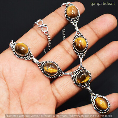 #ad Tiger Eye Gemstone Ethnic Handmade Necklace Jewelry 18.75quot; NES 5132 $7.19