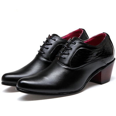#ad Men#x27;s England Dress Formal Lace Up Oxfords Wedding Shoeshigh Cuban Heels Shoes $45.75
